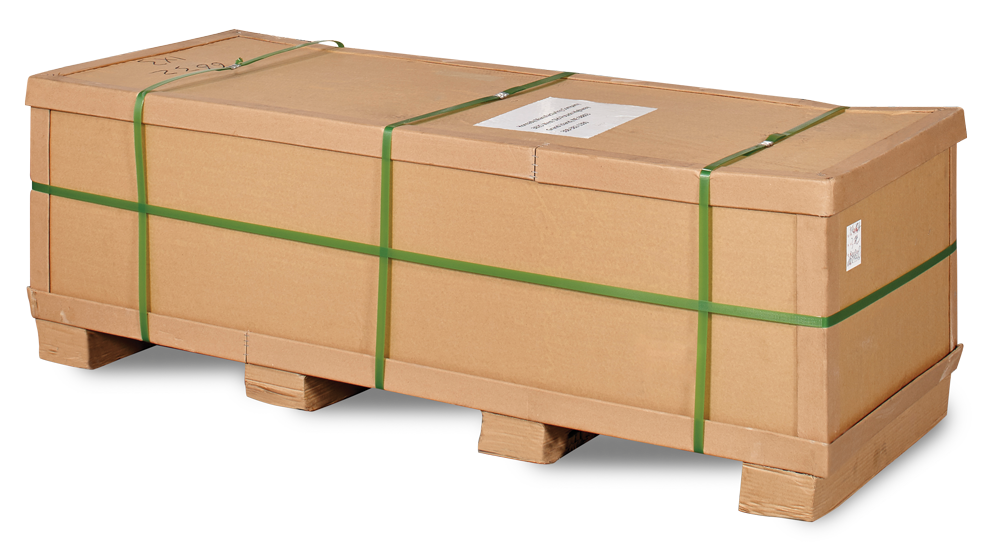 Image of safe in box on crate